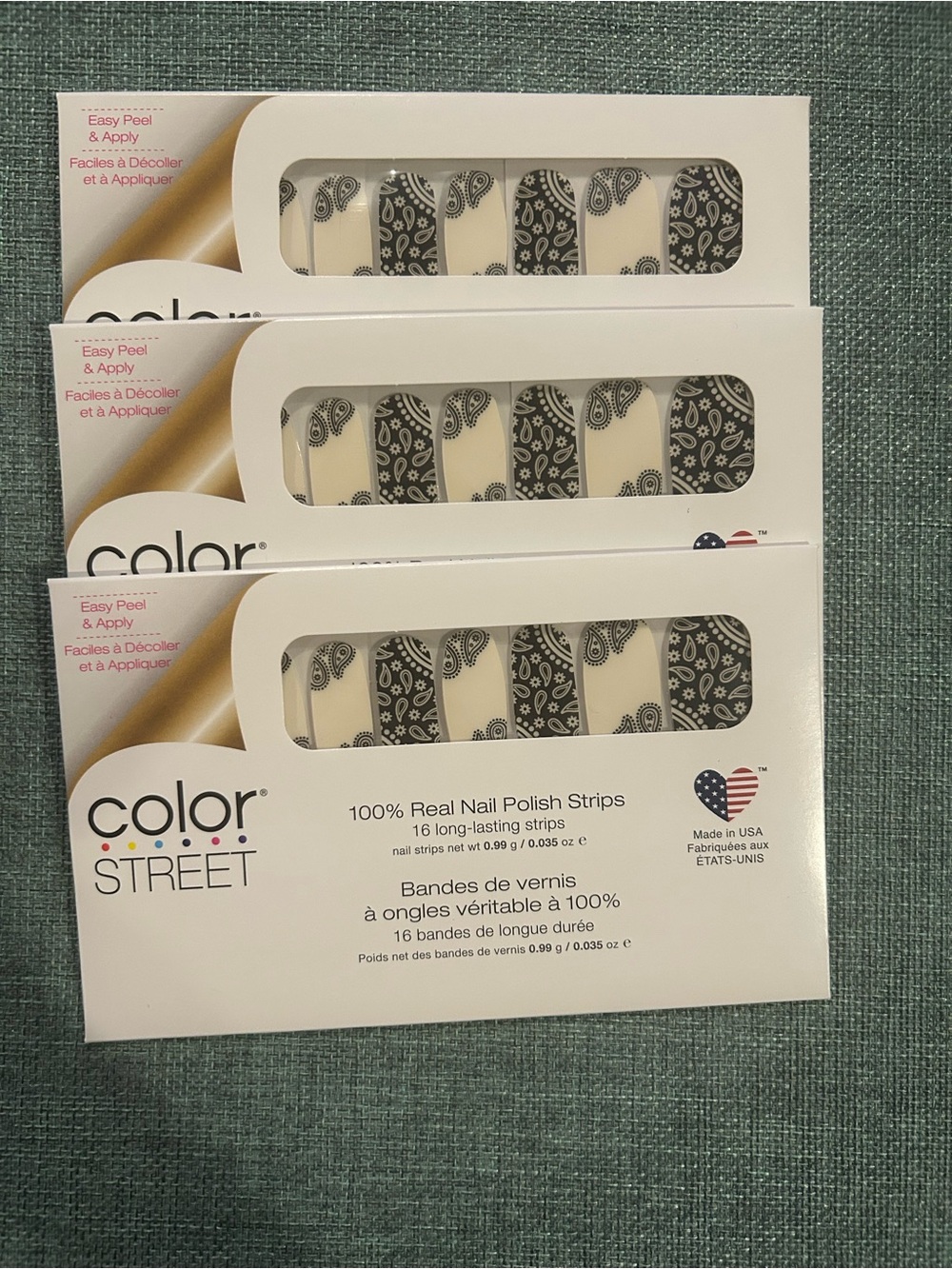 Color Street Bandana Republic Nail Polish Strips Lot of 3 NWT